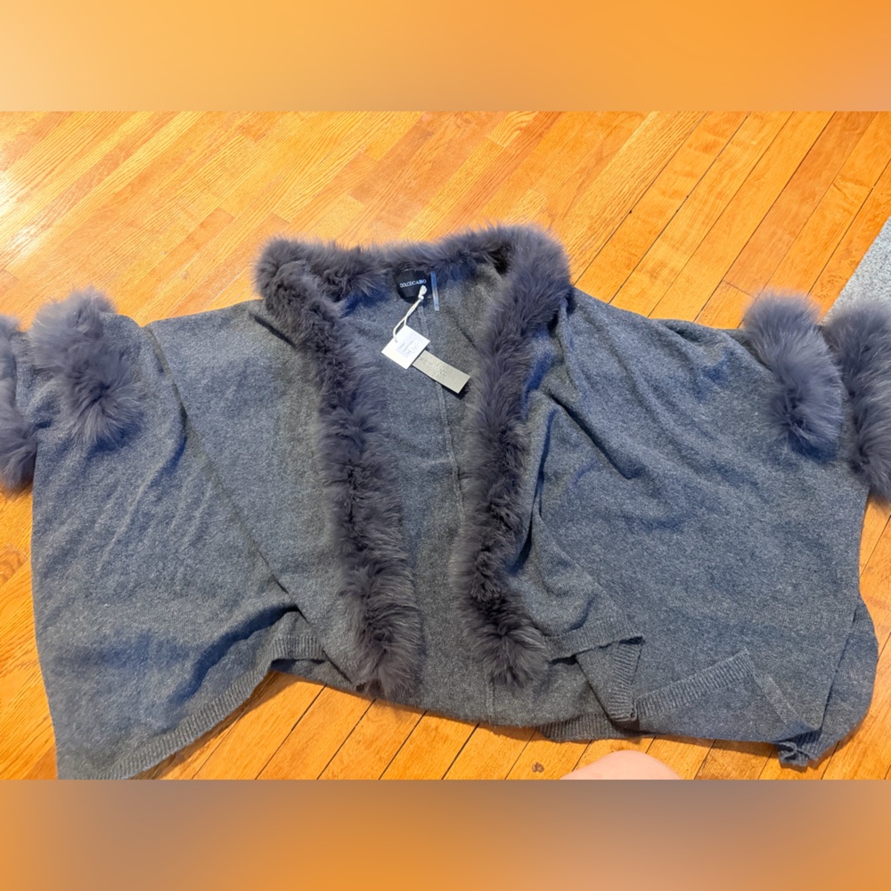dolcecabo faux fur cardigan shall